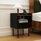 Nightstand with Drawer and 3-Tier Open Shelf for Sofa Side, End Table, or Bedroom